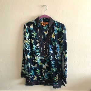 Tory Burch Navy Butterfly Tunic Size 2